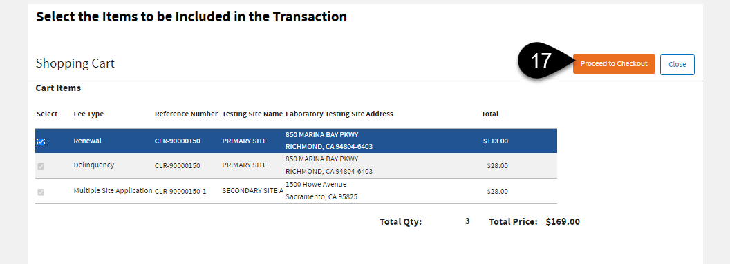 17 Proceed to Checkout button