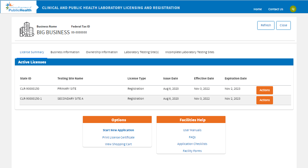 20 Business dashboard