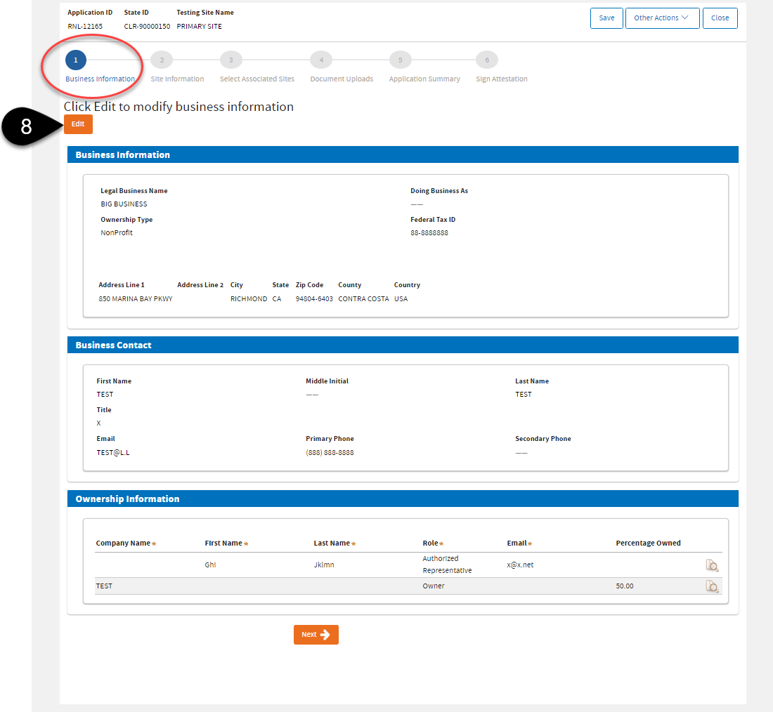 8 Edit Business Information