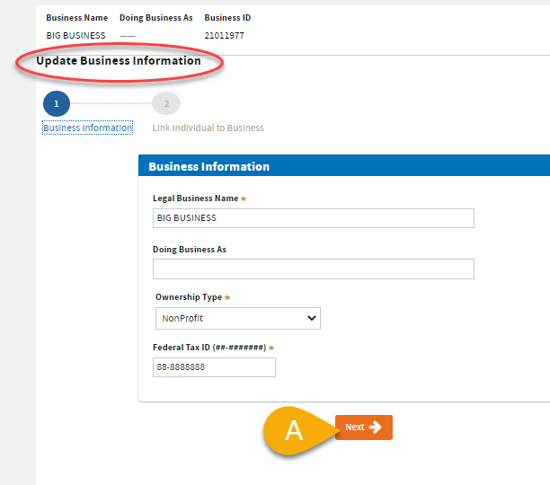 8a Update Business Information
