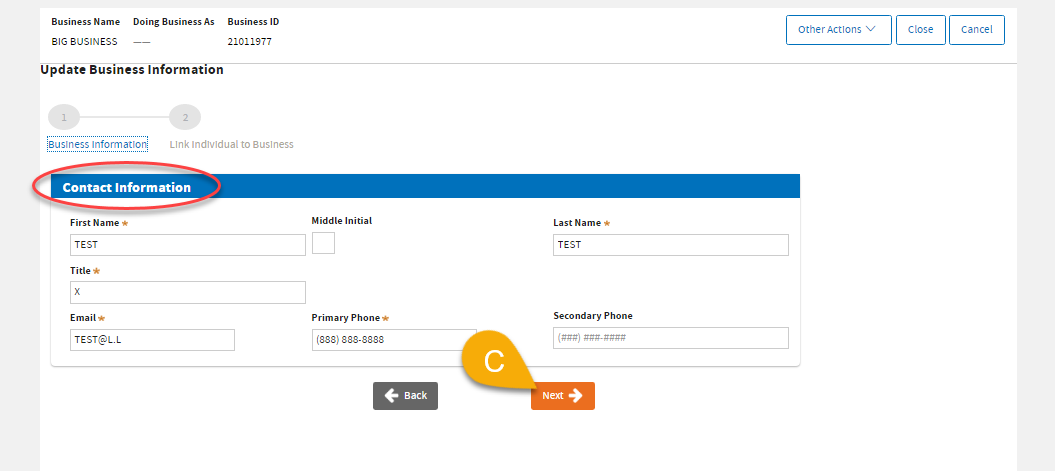 8c Update Contact Information