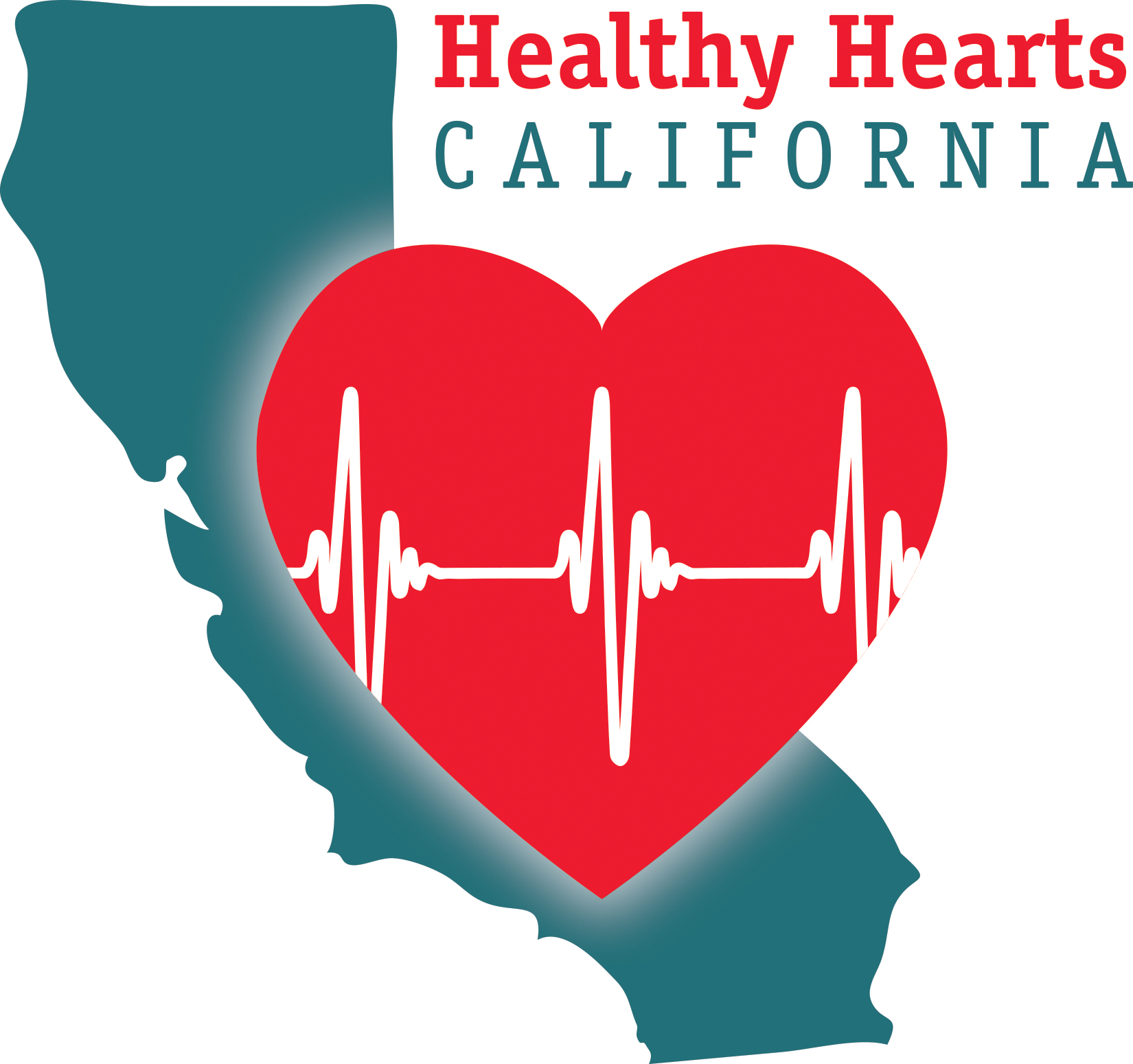 Healthy Hearts California Logo: California State Geographic Image with Heart