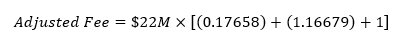 Adjusted Fee = $22M X [(0.17658) + (1 Adjusted Fee=$22M×[(0
