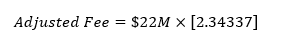 Adjusted Fee = #22M X [2 Adjusted Fee=$22M×[2