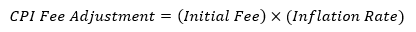 CPI Fee Adjustment = Initial Fee times Inflation Rate CPI fee adjustment = initial fee times inflation rate