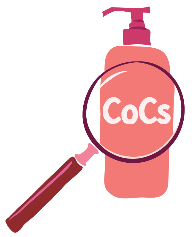 Bottle labeled "COCs" viewed with a magnifying glass Bottle labeled "COCs" viewed with a magnifying glass