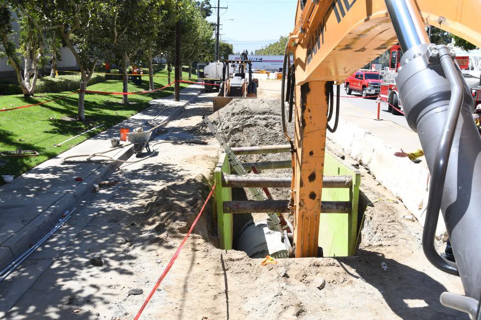Residential street construction site