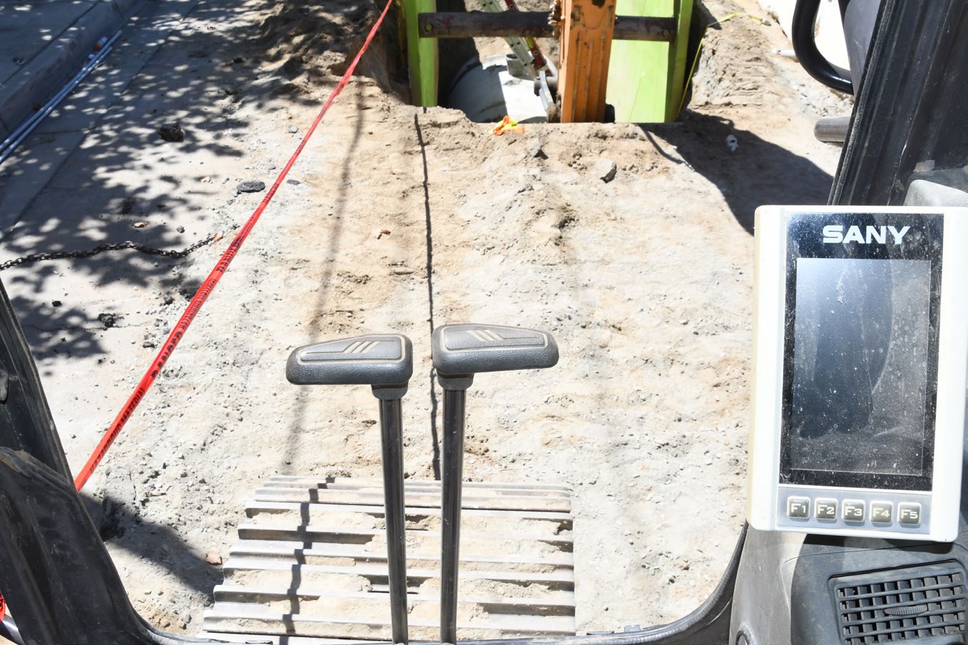 Close-up of quick coupler control panel