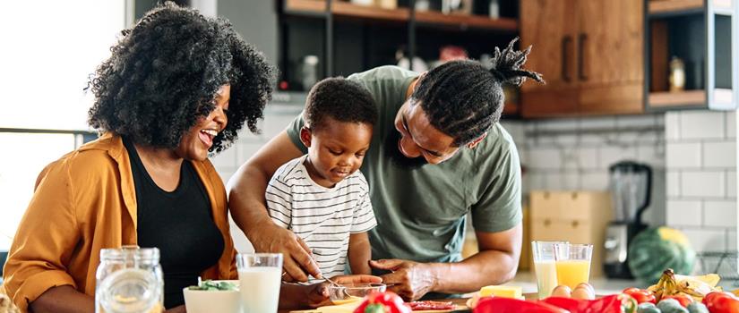 Preparing healthy food together at home Preparing healthy food together at home