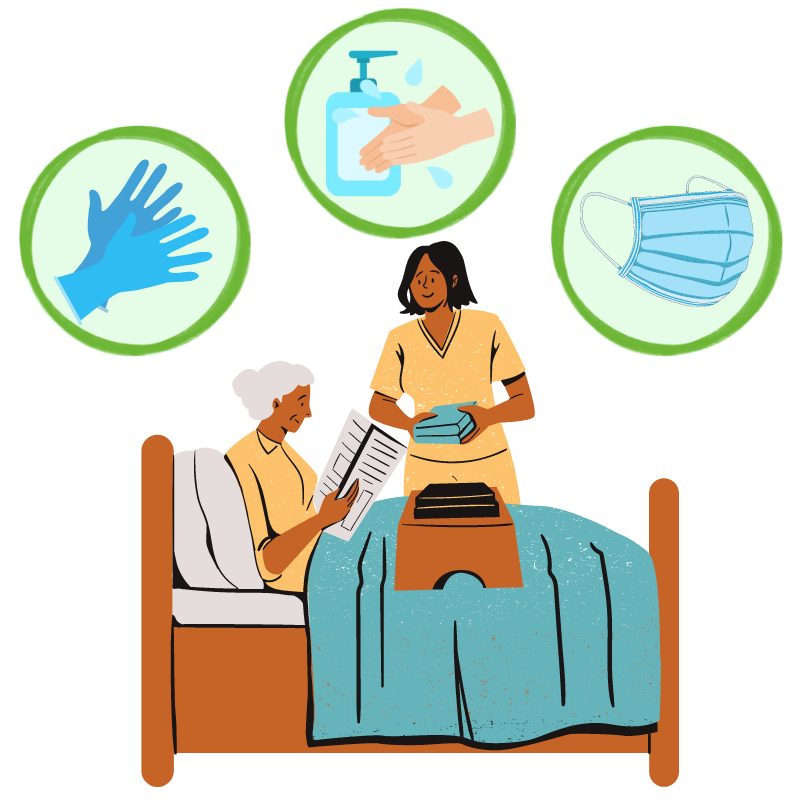 Nurse at bedside with resident