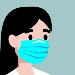 Woman wearing surgical mask Woman wearing surgical mask