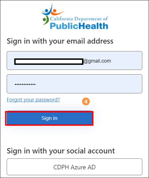Sign in box highlighting email input box and sign in button.