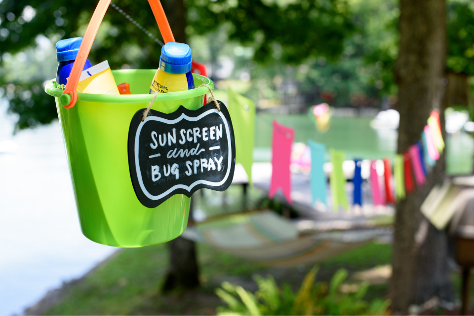 bag with sunscreen & bug spray Bag with sunscreen and bug spray