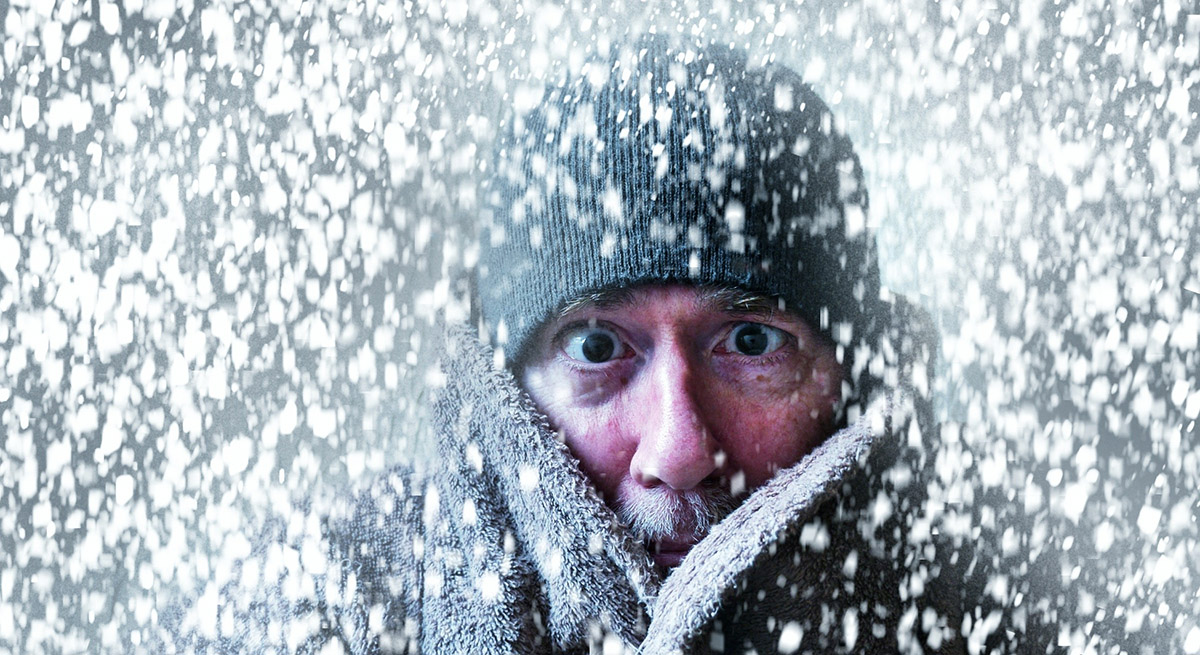 Man in extreme snowy conditions