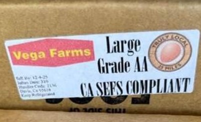 Vega Farms Large Grade AA label Vega Farms Large Grade AA label