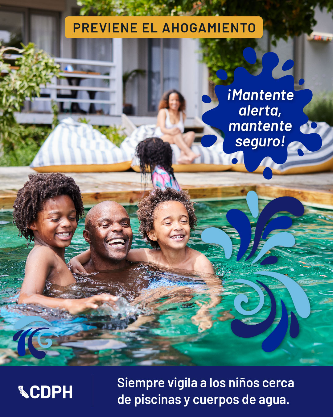 Siempre vigila a los niños cerca de piscinas y cuerpos de agua. Siempre vigila a los niños cerca de piscinas y cuerpos de agua.