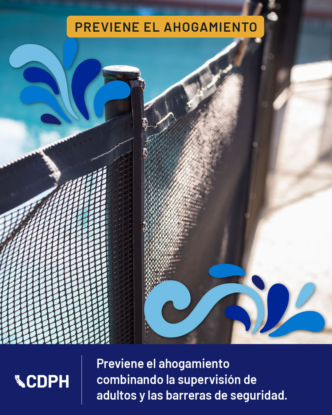 Previene el ahogamiento combinando la supervisión de adultos y las barreras de seguridad. Previene el ahogamiento combinando la supervisión de adultos y las barreras de seguridad.