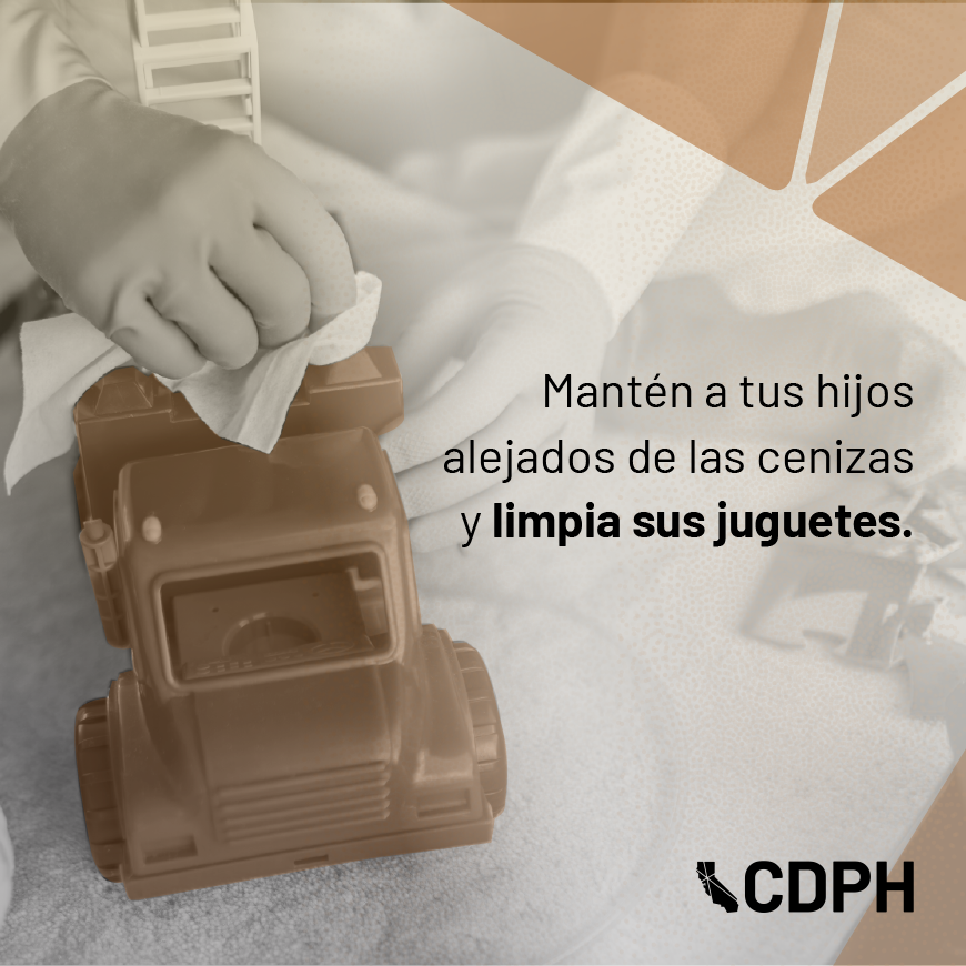 Mantén a tus hijos alejados de las cenizas y limpia sus juguetes. Mantén a tus hijos alejados de las cenizas y limpia sus juguetes.