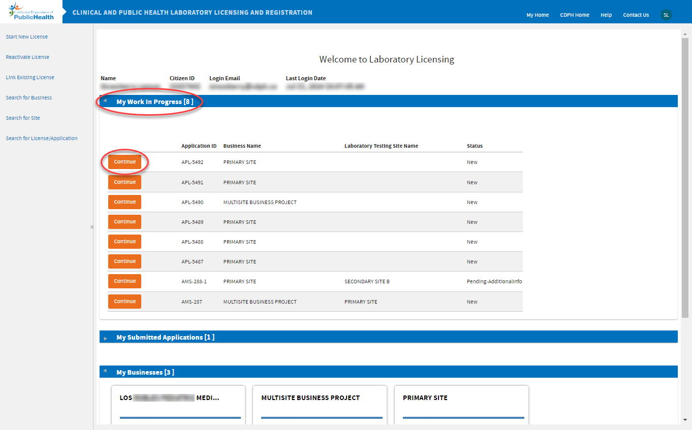 Encircled Continue button Encircled Continue button
